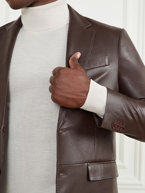 Guess Steve Notched Leather Blazer Maro | GUESS-SN30794