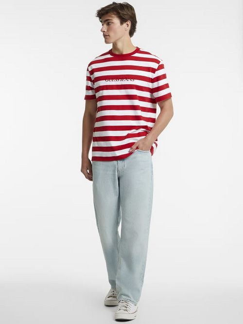 Guess Striped Logo Tee Rosii | GUESS-SN30674