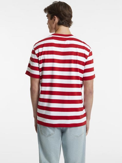 Guess Striped Logo Tee Rosii | GUESS-SN30674
