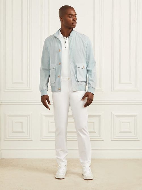 Guess Suede Flight Jacket Albastri | GUESS-SN30800