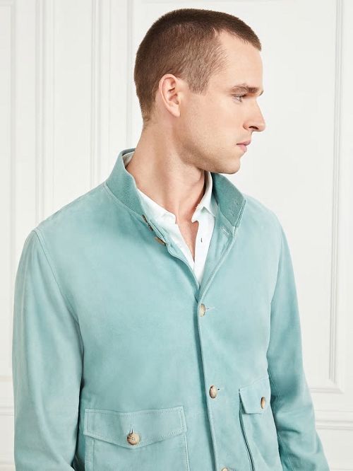 Guess Suede Leather Flight Jacket Albastri | GUESS-SN30749
