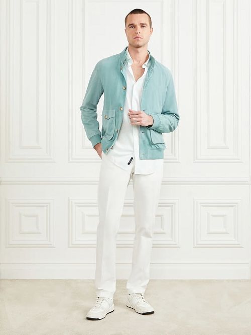 Guess Suede Leather Flight Jacket Albastri | GUESS-SN30749
