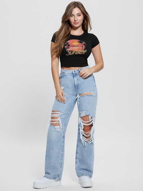 Guess Sunset Crop Tee Negrii | GUESS-SN27106