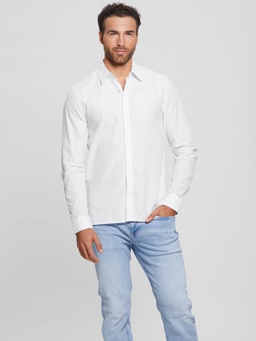 Guess Sunset Lurex Shirt Albi | GUESS-SN31154