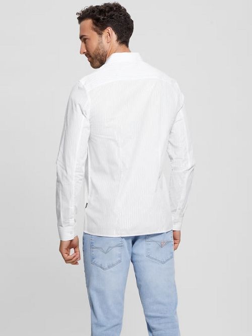 Guess Sunset Lurex Shirt Albi | GUESS-SN31154