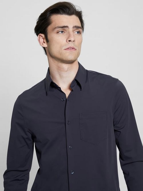 Guess Sunset Tech-Stretch Shirt Albastri | GUESS-SN31191