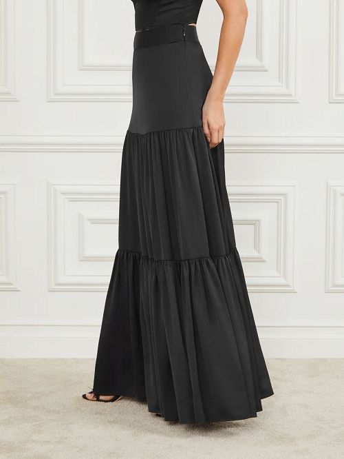 Guess Susanne Satin Maxi Skirt Negrii | GUESS-SN28135