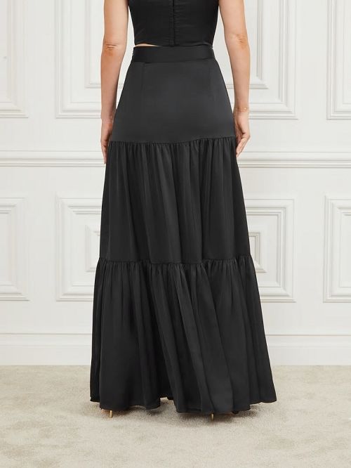 Guess Susanne Satin Maxi Skirt Negrii | GUESS-SN28135