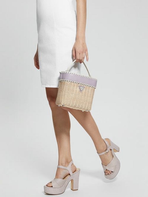 Guess Sveiney Straw Bucket Bag Violet | GUESS-SN28970