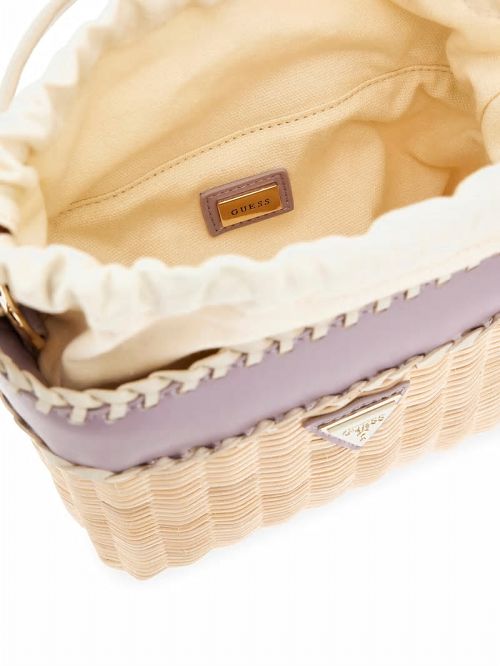 Guess Sveiney Straw Bucket Bag Violet | GUESS-SN28970