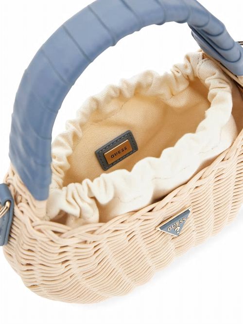 Guess Sveiney Straw Mini Shoulder Bag Albastri | GUESS-SN28788