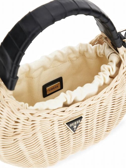 Guess Sveiney Straw Mini Shoulder Bag Negrii | GUESS-SN28961