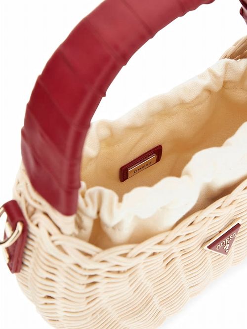 Guess Sveiney Straw Mini Shoulder Bag Rosii | GUESS-SN28979