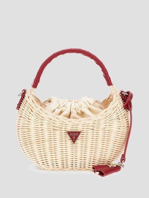 Guess Sveiney Straw Mini Shoulder Bag Rosii | GUESS-SN28979