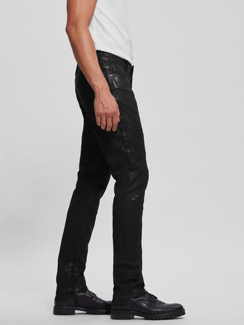 Guess Tapered Moto Jeans Negrii | GUESS-SN30441
