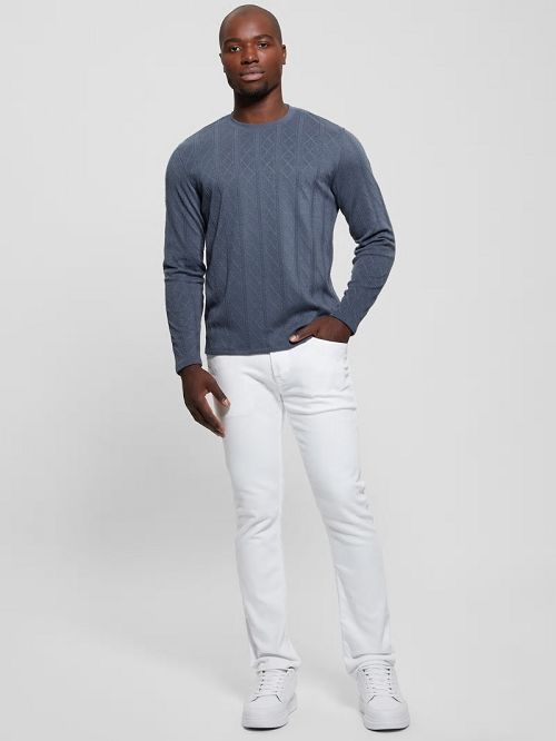 Guess Textured Knit Long-Sleeve Top Gri | GUESS-SN30684