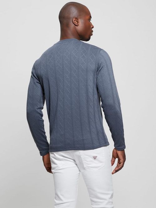 Guess Textured Knit Long-Sleeve Top Gri | GUESS-SN30684