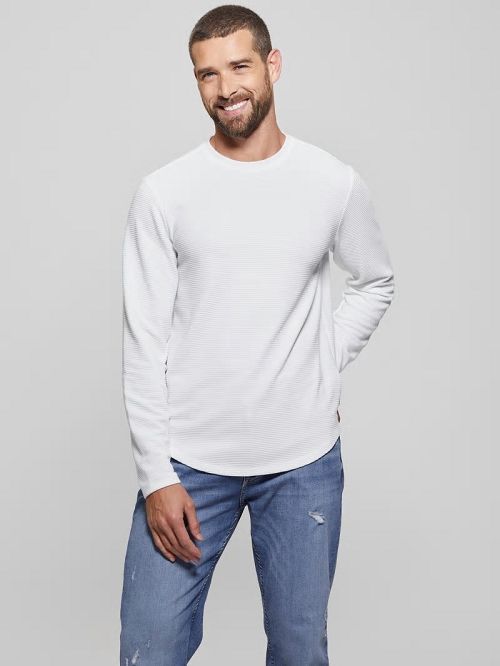 Guess Textured Long-Sleeve Tee Albi | GUESS-SN30680