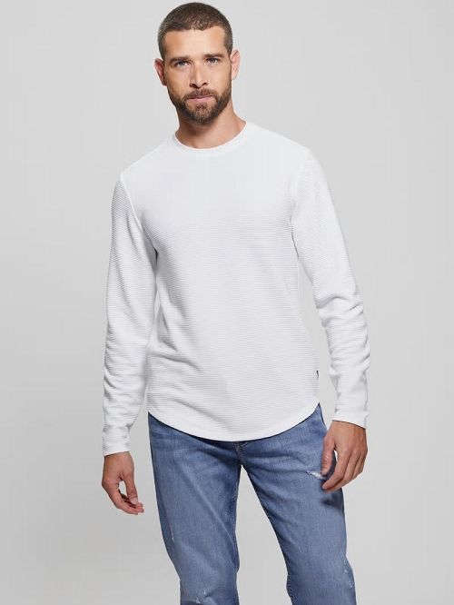 Guess Textured Long-Sleeve Tee Albi | GUESS-SN30680