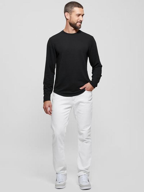 Guess Textured Long-Sleeve Tee Negrii | GUESS-SN30707