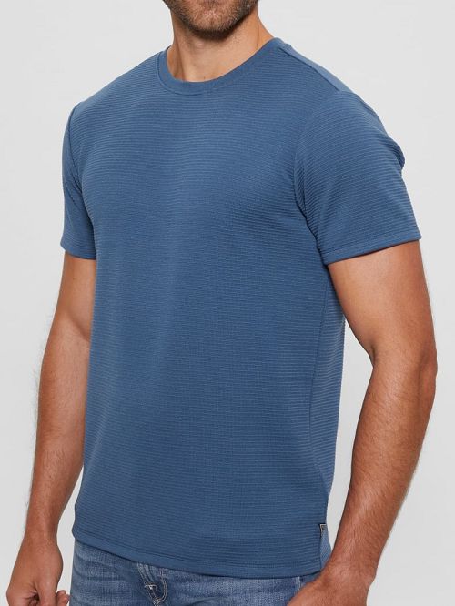 Guess Textured Stripe Tee Albastri | GUESS-SN30669