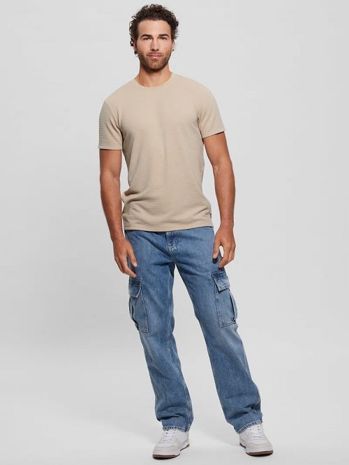Guess Textured Stripe Tee Bej | GUESS-SN30612