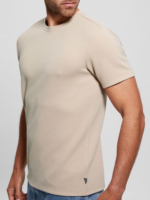 Guess Textured Stripe Tee Bej | GUESS-SN30612