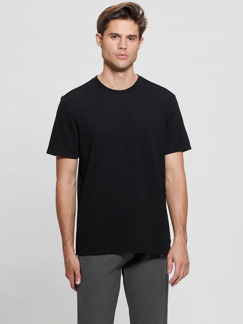 Guess Textured Stripe Tee Negrii | GUESS-SN30649