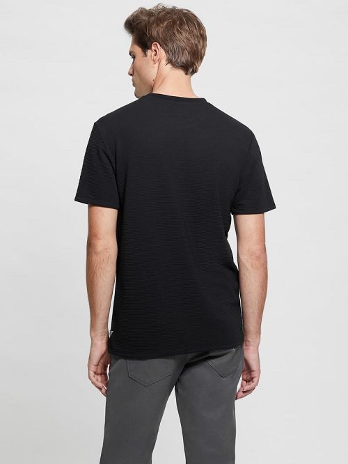 Guess Textured Stripe Tee Negrii | GUESS-SN30649