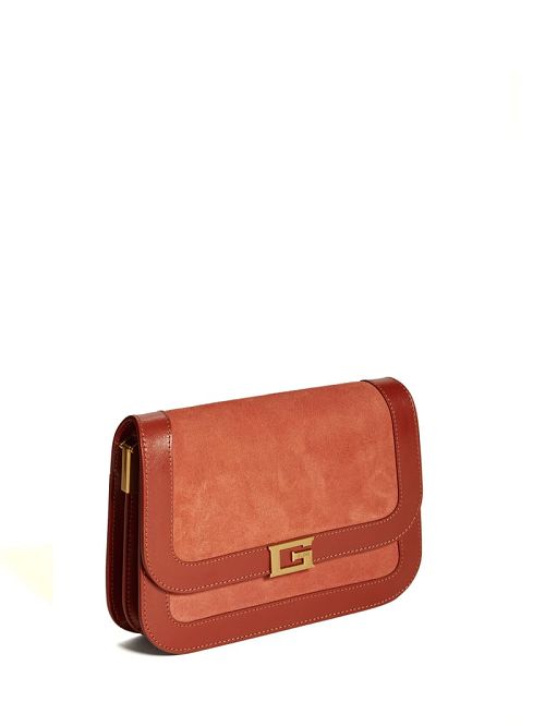 Guess Thea Mini Flap Leather Crossbody Rosii | GUESS-SN28783