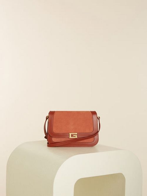 Guess Thea Mini Flap Leather Crossbody Rosii | GUESS-SN28783