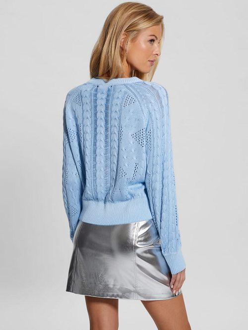 Guess Theodora Cable-Knit Sweater Albastri | GUESS-SN27843