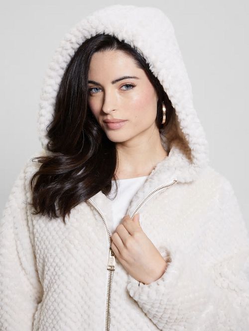 Guess Theoline Faux-Fur Hooded Jacket Albi | GUESS-SN28086