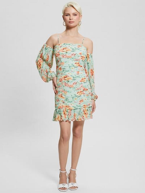 Guess Tiffany Floral Dress Albastri | GUESS-SN26721