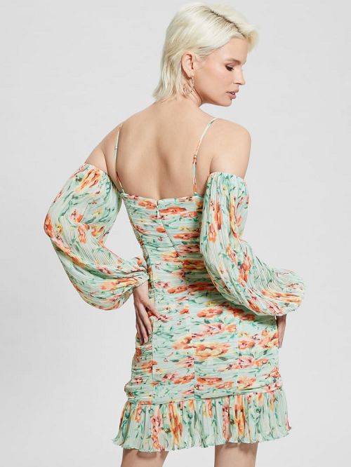Guess Tiffany Floral Dress Albastri | GUESS-SN26721