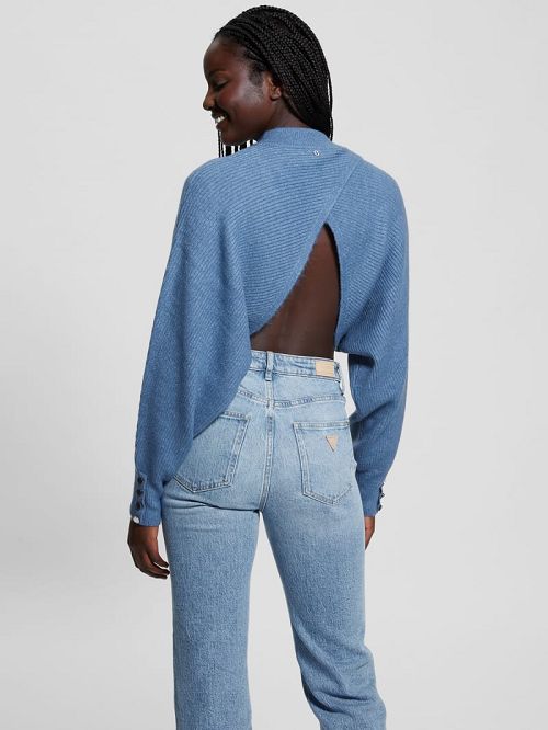 Guess Toki Open Back Shrug Sweater Albastri | GUESS-SN27856
