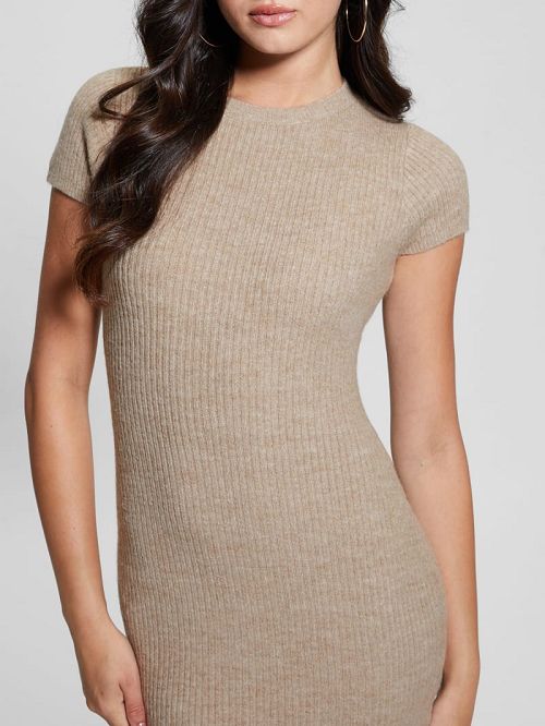 Guess Toki Rib-Knit Sweater Dress Bej | GUESS-SN27044