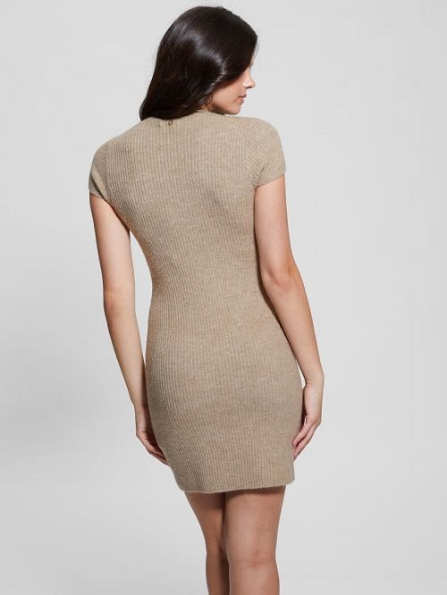 Guess Toki Rib-Knit Sweater Dress Bej | GUESS-SN27044