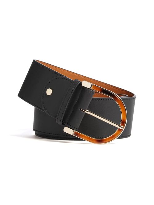 Guess Tortoiseshell Buckle Leather Belt Negrii | GUESS-SN30218