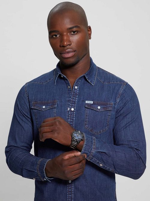 Guess Truckee Denim Shirt Albastri | GUESS-SN31305