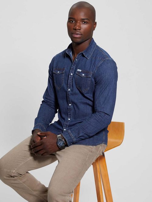 Guess Truckee Denim Shirt Albastri | GUESS-SN31305