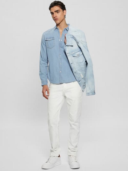 Guess Truckee Western Denim Shirt Albastri | GUESS-SN31302