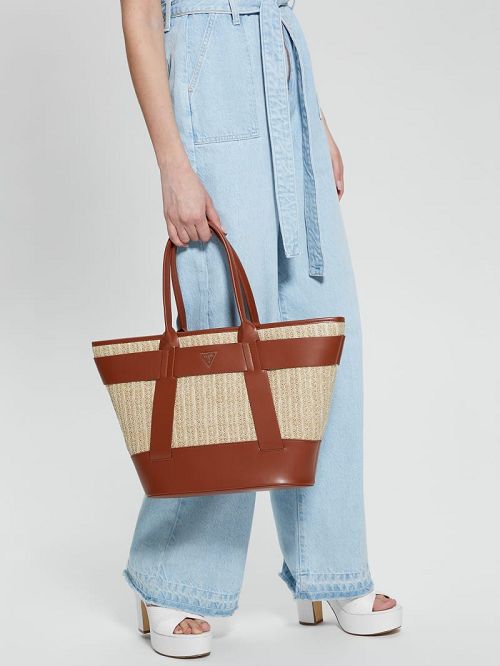 Guess Tuane Raffia Tote Maro | GUESS-SN29463