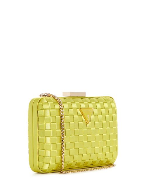 Guess Twiller Woven Satin Minaudiere Galbeni | GUESS-SN28933