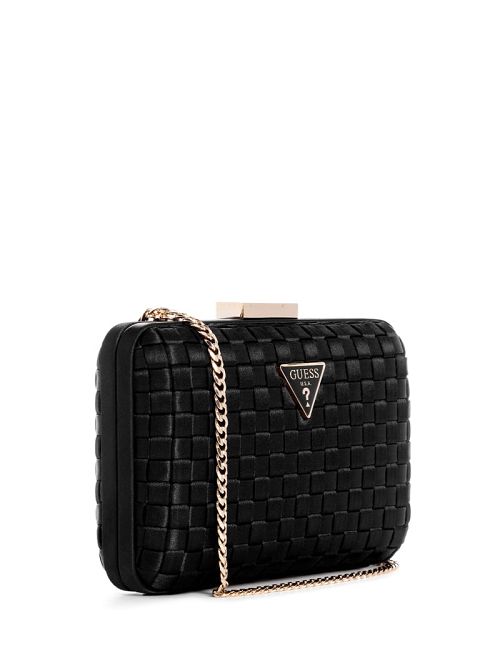 Guess Twiller Woven Satin Minaudiere Negrii | GUESS-SN28985
