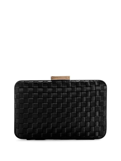 Guess Twiller Woven Satin Minaudiere Negrii | GUESS-SN28985