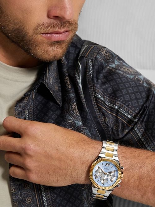 Guess Two-Tone and Blue Multifunction Watch Aurii | GUESS-SN31641