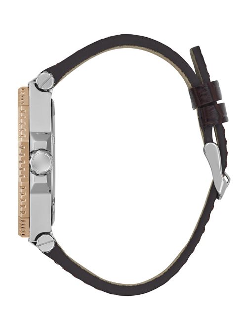Guess Two-Tone and Brown Crocodile-Embossed Leather Multifunction Watch Roz | GUESS-SN31652