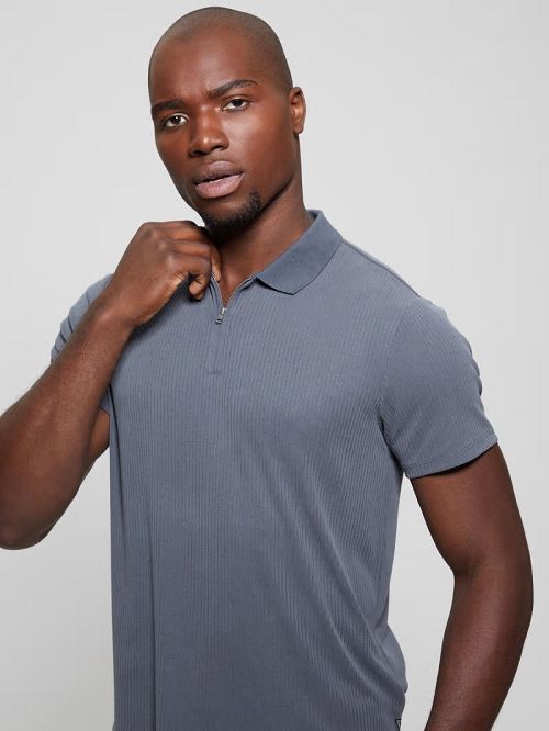 Guess Union Rib Knit Polo Gri | GUESS-SN31306