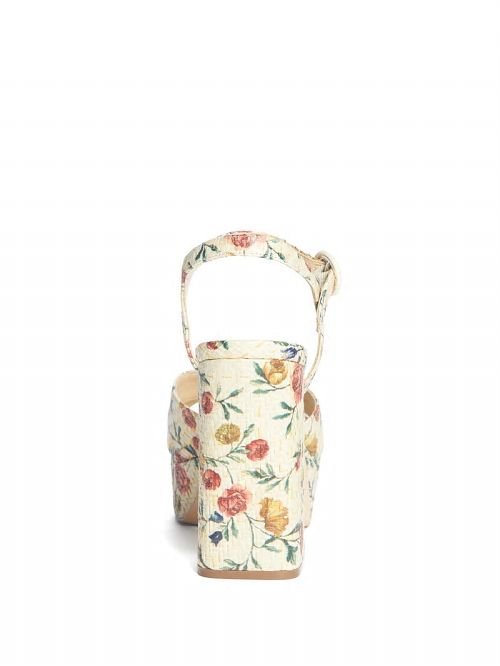 Guess Vallenn Floral Platform Sandals Bej | GUESS-SN29760